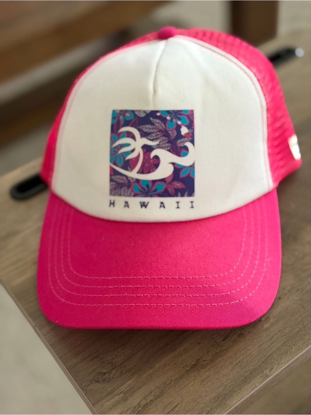 Hawaii Floral Patch Pink and White Trucker Hat